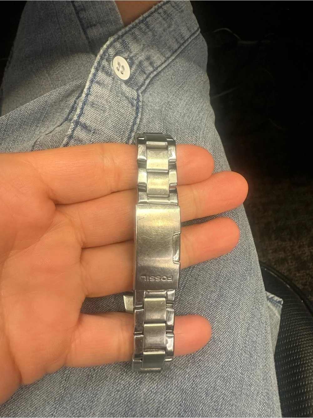 Fossil Silver Stainless Steel Watch with Mother-of-Pearl Dial